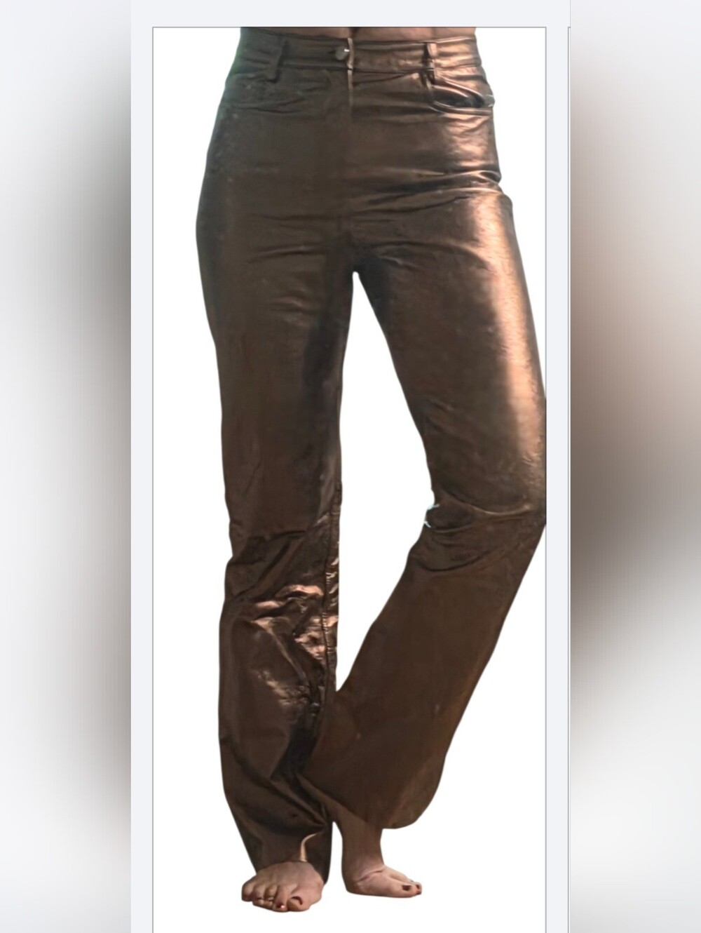 Metallic Bronze Leather like pants.  Women's size small. EUC. Soft & stretchy 😍